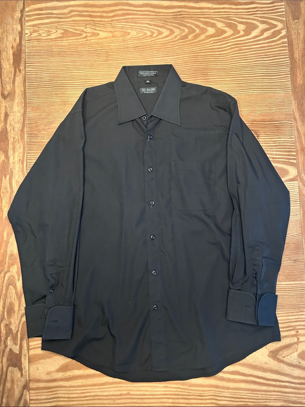 Milani Black Long-Sleeve Dress Shirt - Solid Black